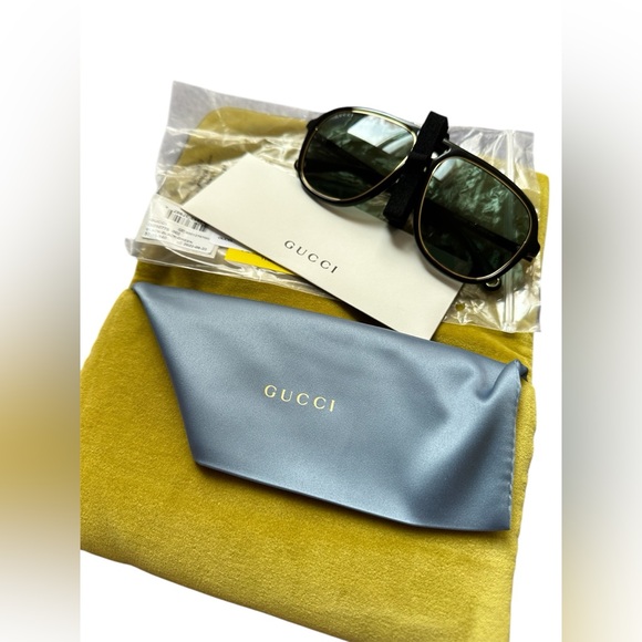 NWT GUCCI 🐅 pilot aviator navigator chain sunglasses GG1077S 002 vintage style - Picture 6 of 11